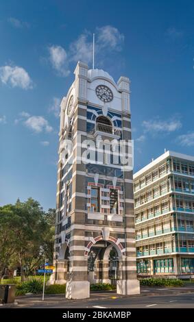 Torre dell'orologio a New Plymouth, Taranaki Regione, Isola del Nord, Nuova Zelanda Foto Stock
