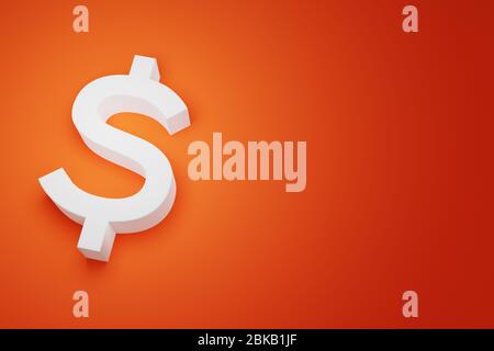 USD US Dollar Currency Sign for Business Financial background, rendering 3D con spazio di copia. Foto Stock