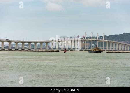 Ponte Hong Kong-Zhuhai-Macau (HZMB), il ponte marittimo più lungo del mondo (55 km) attraverso l'estuario del fiume Pearl a Macau, Cina Foto Stock