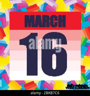 Icona di marzo 16. Per pianificare un giorno importante. Banner per vacanze e giorni speciali. Sedicesimo di marzo. Illustrazione. Illustrazione Vettoriale