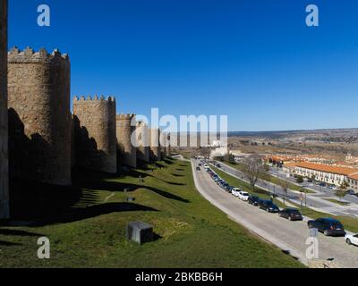 Mura del castello di Ávila, Spagna, Europa Foto Stock