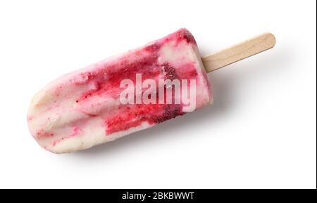 gelato alla frutta biologica sano isolato su sfondo bianco, vista dall'alto Foto Stock