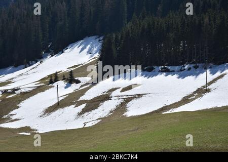 Osttirol, Villgraten, Innervillgraten, Villgratental, Lienz, Pustertal, Lahnberg, Hochberg, Bauernhof, Bergbauernhof, Landwirtschaft, Alm, Wiese, Hang Foto Stock