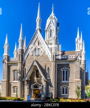 Sala dell'Assemblea LDS a Temple Square a Salt Lake City, Utah. Foto Stock