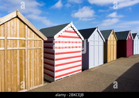 Cabine sulla spiaggia, a Herne Bay, Kent, Regno Unito Foto Stock