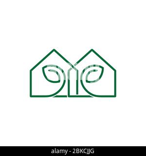 verde foglia casa residente natura simbolo vettore Illustrazione Vettoriale