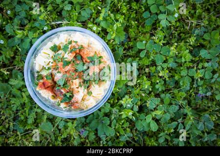 Ciotola di insalata Macaroni al picninc Foto Stock