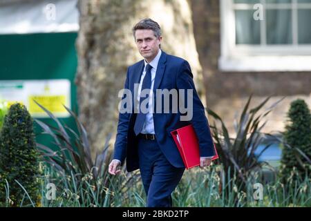 Gavin Williamson, Segretario di Stato per l'istruzione, politico del partito conservatore che arriva al No.10 Downing Street, Londra, Regno Unito Foto Stock