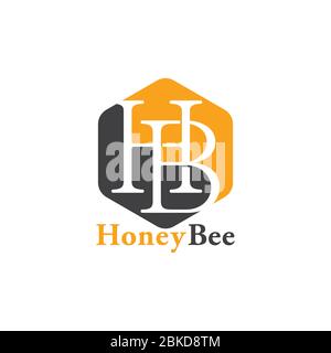 vettore di logo di ape di miele hb di lettera Illustrazione Vettoriale