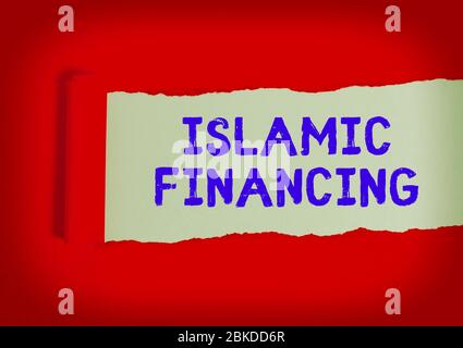 Scrittura a mano di testo che scrive finanziamento islamico. Attività di photo banking concettuale e investimento conforme alla sharia Foto Stock