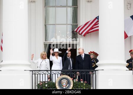 La cerimonia di arrivo del Presidente della Francia e la Sig.ra Macron Gazzetta Visita di Stato di Francia Foto Stock