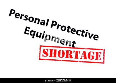 Dispositivi di protezione individuale con timbro rosso IN gomma A CORTO DI MATERIALE. Foto Stock