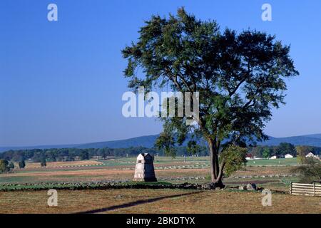 Monumenti vicini a High Water Mark, Gettysburg National Military Park, Pennsylvania Foto Stock