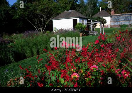 Visualizzare giardino, Blithewold Mansion, giardini e arboreto, Rhode Island Foto Stock