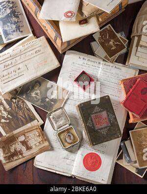 Gli alberi di famiglia. La genealogia. Foto e documenti Foto Stock