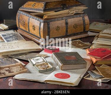 Gli alberi di famiglia. La genealogia. Foto e documenti Foto Stock