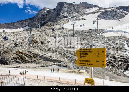 Hintertux, Austria - 9 agosto 2019: Vista del ghiacciaio Hintertux in estate, Valle Zillertal, Tirolo, Austria Foto Stock