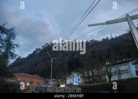 La funivia (funivia di San Marino) a San Marino Foto Stock