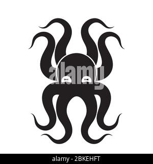 Icona di una silhouette a polipo su uno sfondo isolato bianco. Immagine vettoriale Illustrazione Vettoriale