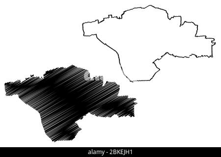 Sosnowiec City (Repubblica di Polonia, Voivodato della Slesia) mappa illustrazione vettoriale, schizzo di scarabeo Città di Sosnowiec mappa Illustrazione Vettoriale