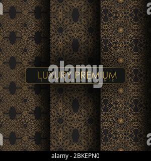 Set di motivi art deco senza cuciture. Sfondo geometrico vintage con lusso senza cuciture ed elegante set vettoriale. vettore Illustrazione Vettoriale