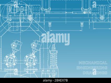 Sistemi di progettazione assistita da computer. Progetto. Blu e bianco Illustrazione Vettoriale