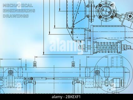 Sistemi di progettazione assistita da computer. Illustrazione tecnica. Blu Illustrazione Vettoriale