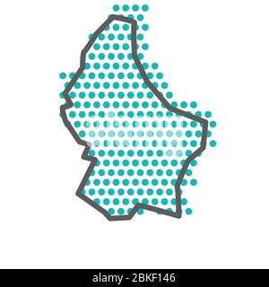 Mappa semplice del Lussemburgo con motivo a punti a mezzitoni verdi Illustrazione Vettoriale