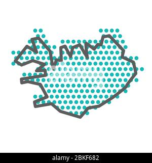 Islanda semplice mappa con motivo a punti a mezzitoni verdi Illustrazione Vettoriale