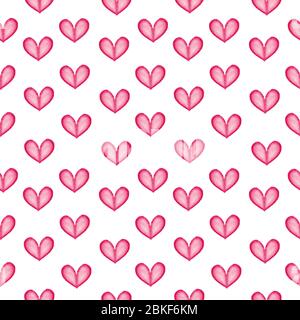 Acquerello arte cuore rosa motivo senza cuciture. Motivo senza giunture acquerello. Illustrazione Vettoriale