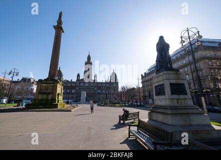George Square a Glasgow durante la chiusura a chiave del Covid-19. Foto Stock