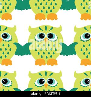 Motivo vettoriale senza cuciture con gufi colorati. Motivo infantile senza cuciture con gufi Illustrazione Vettoriale