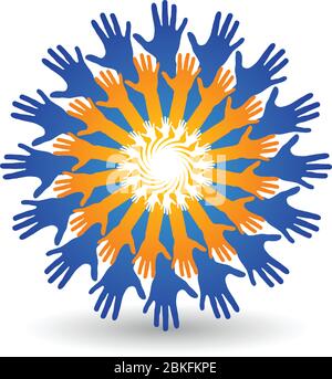 Illustrazione di un logo a mani rotonde con sfondo isolato Illustrazione Vettoriale