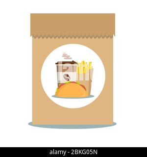 Fast Food - Bag pranzo da asporto Illustrazione Vettoriale