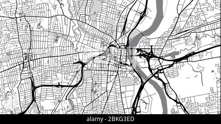 Mappa urbana vettoriale di Hartford, USA. Capitale dello stato del Connecticut Illustrazione Vettoriale