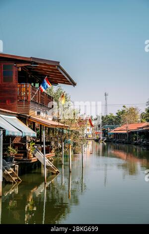 Mercato Galleggiante Di Emtpy Amphawa, Bangkok, Thailandia, Sud-Est Asiatico, Asia Foto Stock