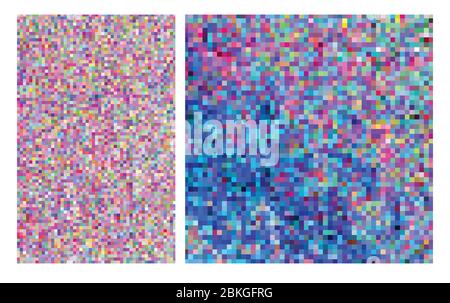 Insieme astratto di sfondo. Mosaico con pixel luminosi Illustrazione Vettoriale