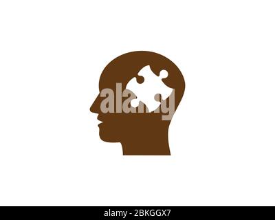 Testa umana, icona puzzle. Illustrazione vettoriale, design piatto. Illustrazione Vettoriale