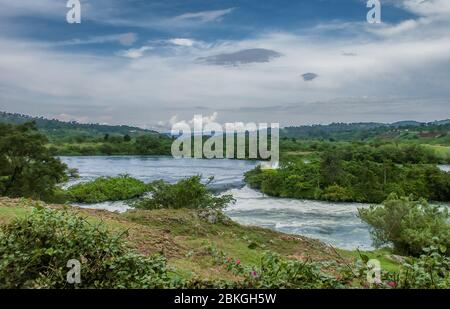 Lago Victoria Nile Falls vicino Entebbe in Uganda Foto Stock