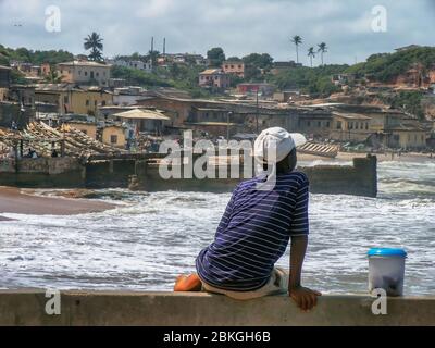 Pescatori della costa del Capo in Africa occidentale, Ghana Foto Stock