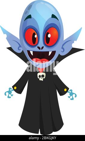 Illustrazione vettoriale, carino fumetto piccolo Dracula sorridente Illustrazione Vettoriale