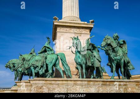 Piazza degli Eroi (Hosok tere) - Monumento del Millennio, Budapest, Ungheria centrale, Ungheria Foto Stock