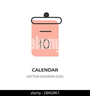 Icona calendario a linea piatta. Logo semplice come simbolo di promemoria della data del mese. Contorno nero pittogramma in stile moderno per pianificatore di eventi. Primo piano del giorno del modello. Isolato su illustrazione vettoriale bianca Illustrazione Vettoriale