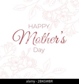 Lettering felice festa della mamma. Disegnata a mano con carta di fiore. Illustrazione vettoriale EPS 10 Illustrazione Vettoriale