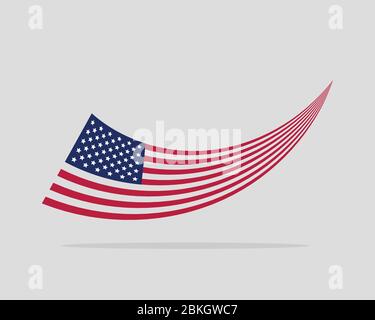 Vettore di bandiera USA. Simbolo degli Stati Uniti d'America di stile moderno. Elemento di disegno americano del banner. Illustrazione Vettoriale