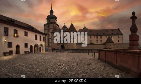Scherenbergtor della Fortezza di Marienberg a Würzburg, Germania, bassa Franconia, Baviera, Germania Foto Stock