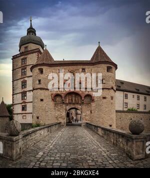 Scherenbergtor della Fortezza di Marienberg a Würzburg, Germania, bassa Franconia, Baviera, Germania Foto Stock
