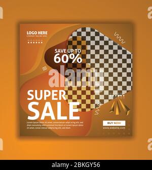 Super Vendita Shopping Social Media Banner Template, vendita moda offerta banner social media modello vettoriale Illustrazione Vettoriale
