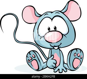 mouse grigio cute seduta isolato su sfondo bianco - vettore Illustrazione Vettoriale
