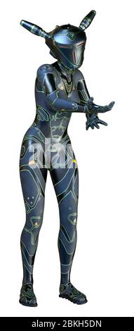 Rendering 3D di una super donna spazio isolato su sfondo bianco Foto Stock
